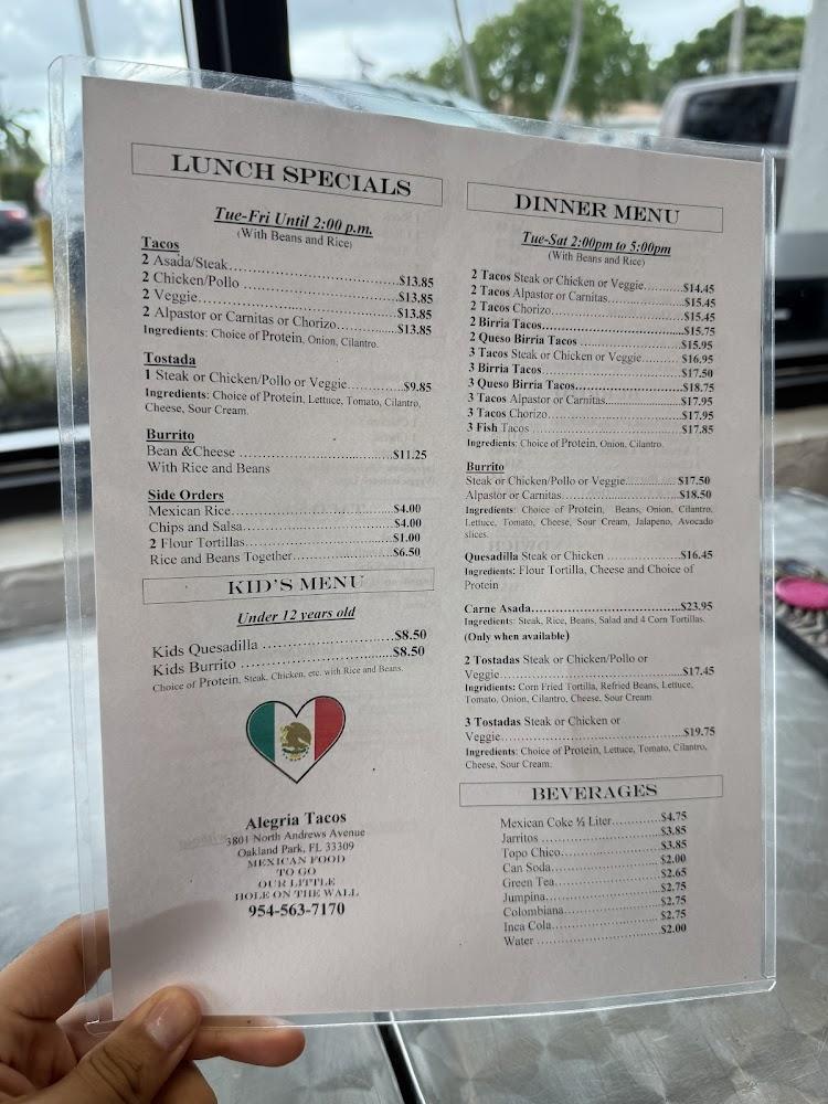 Alegria Taco Menu image 2