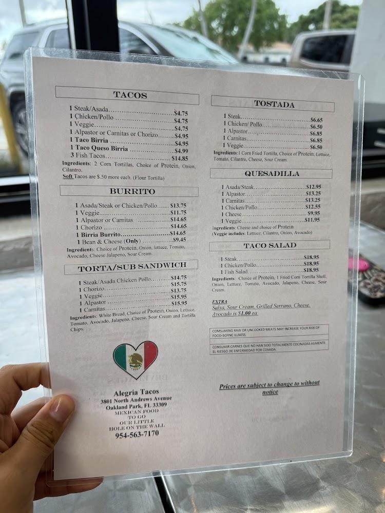 Alegria Taco Menu image 3