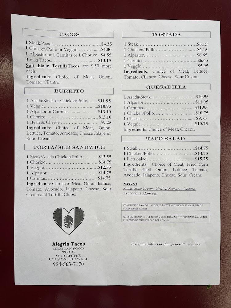 Alegria Taco Menu image 4